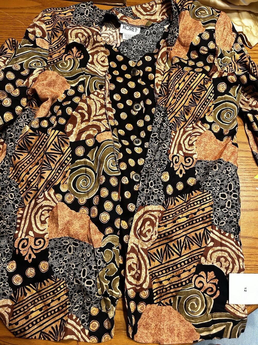 Vintage Koret Patchwork Pizazz Shirt Skirt Set Womens 12 14 NWT